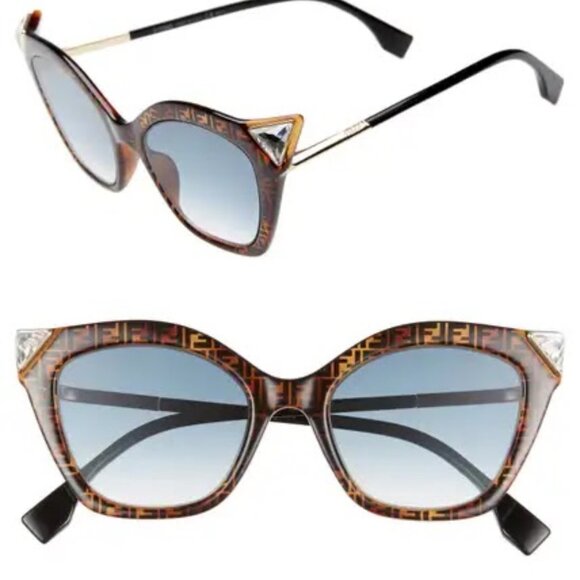 *NEW* Fendi 58mm Gradient Cat Eye Sunglasses W/Case in Dark Havana